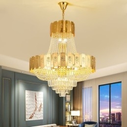 Gullkrystall Pendellampe Elegant Dekorativ Taklampe