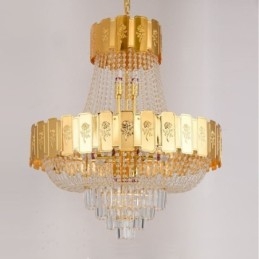 Gullkrystall Pendellampe Elegant Dekorativ Taklampe