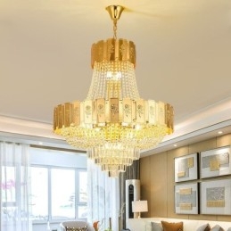 Gullkrystall Pendellampe Elegant Dekorativ Taklampe