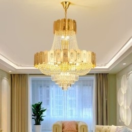 Gullkrystall Pendellampe Elegant Dekorativ Taklampe