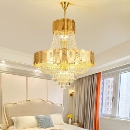 Gullkrystall Pendellampe Elegant Dekorativ Taklampe