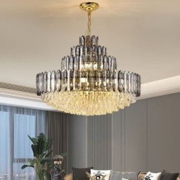 Krystall Pendellampe Med Fire Lag, Luksuriøs Dekorativ Taklampe, 80 Cm