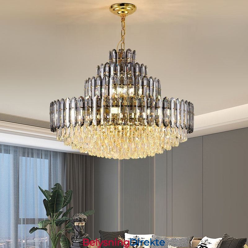 Krystall Pendellampe Med Fire Lag, Luksuriøs Dekorativ Taklampe, 80 Cm