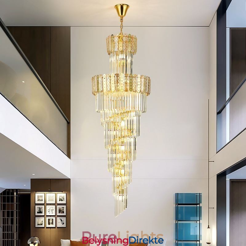 Gullkrystall Pendellampe Luksuriøs Dekorativ Taklampe 60 * H180 Cm