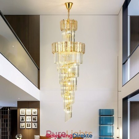 Gullkrystall Pendellampe Luksuriøs Dekorativ Taklampe 60 * H180 Cm