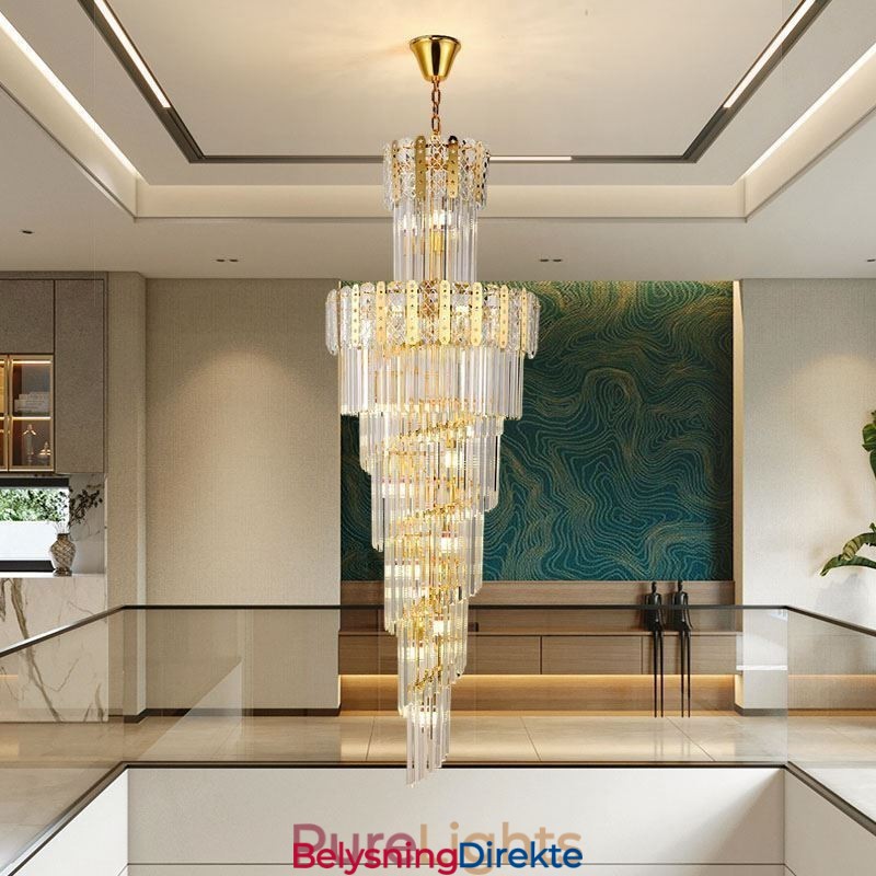 Gullkrystall Pendellampe Luksuriøs Dekorativ Taklampe 60 * H180 Cm