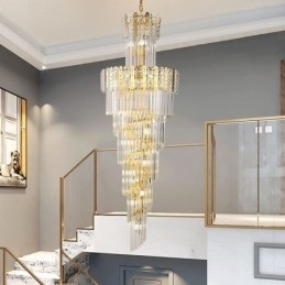 Gullkrystall Pendellampe Luksuriøs Dekorativ Taklampe 60 * H180 Cm