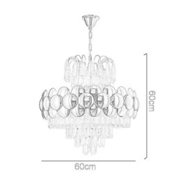 Krystall Pendellampe Galvanisert Gull Luksuriøs Dekorativ Taklampe 60 Cm