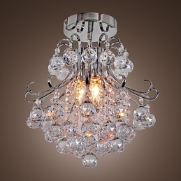 Moderne Samtids Krystall Mini-Style Galvanisert Metall Lysekrone Innfelt Montering