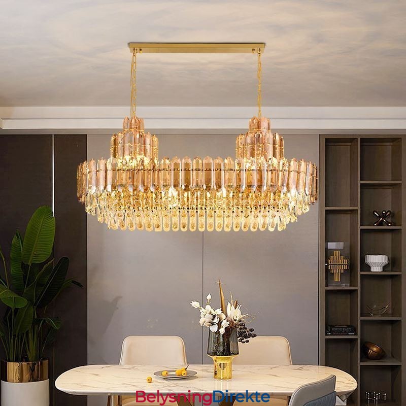 Krystall Pendellampe Rektangulær Luksuriøs Dekorativ Taklampe 100 Cm