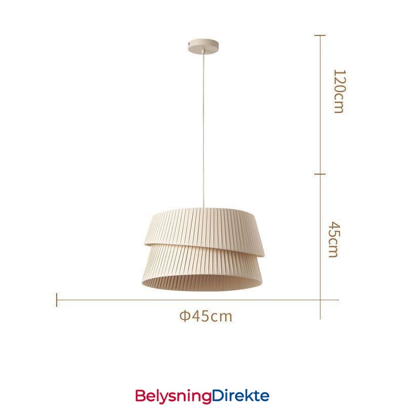Pendellampe I Fransk Kremfarget Stil Med Dobbel Stoffskjerm Og Taklampe