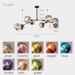 Nordisk Taklampe Moderne Galvanisert Lampeskjerm I Farget Glass
