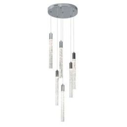 Pendellampe Krom Krystallsøyle Klyngetaklampe