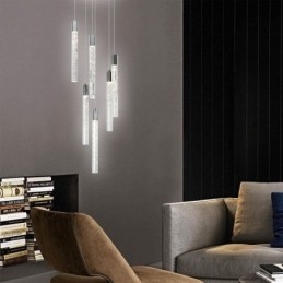 Pendellampe Krom Krystallsøyle Klyngetaklampe