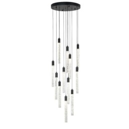 Pendellampe Sort Krystallsøyle-Klyngetaklampe