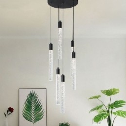 Pendellampe Sort Krystallsøyle-Klyngetaklampe