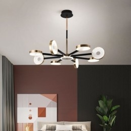Minimalistisk Pendellampe Med Ni Hoder, Sirkelformet Taklampe