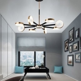 Minimalistisk Pendellampe Med Ni Hoder, Sirkelformet Taklampe