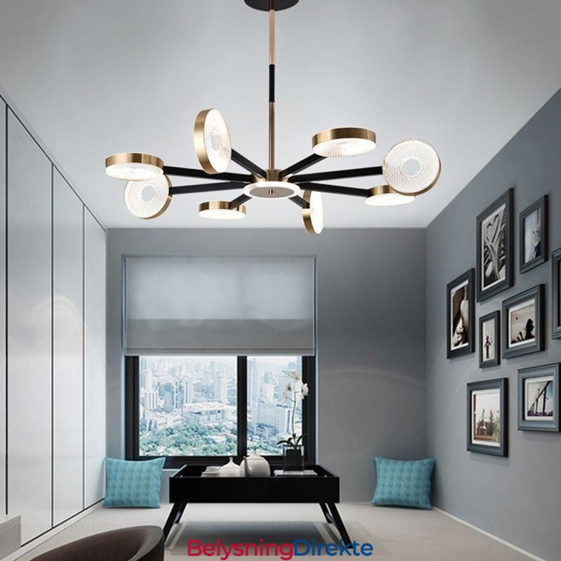 Minimalistisk Pendellampe Med Ni Hoder, Sirkelformet Taklampe