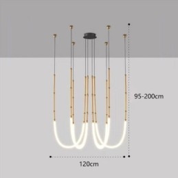Taklampe Creative Line Bambus Hengelampe Svart Gull