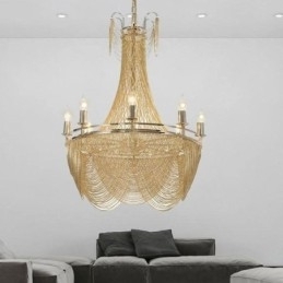 Aluminiumskjede-Anhengslampe Kreativ Lampe Luksuriøs Dusk Dekorativ Lampe Gull Sølv