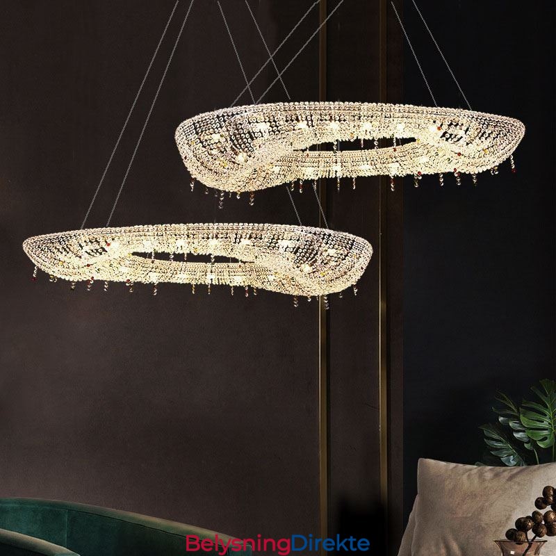 Krystall Pendellampe Moderne Luksuriøs Oval Taklampe