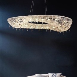 Krystall Pendellampe Moderne Luksuriøs Oval Taklampe