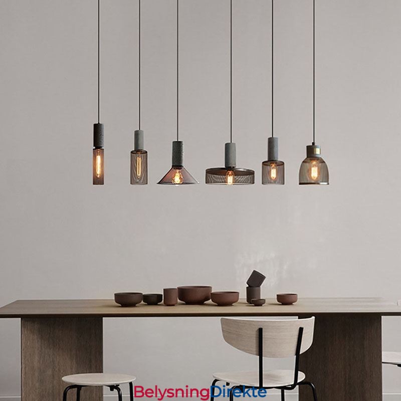 Svart Pendellampe I Sement, Landlig Retro-Taklampe