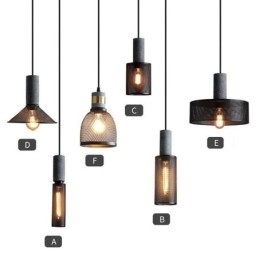 Svart Pendellampe I Sement, Landlig Retro-Taklampe