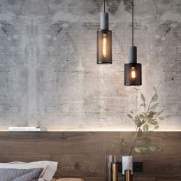 Svart Pendellampe I Sement, Landlig Retro-Taklampe