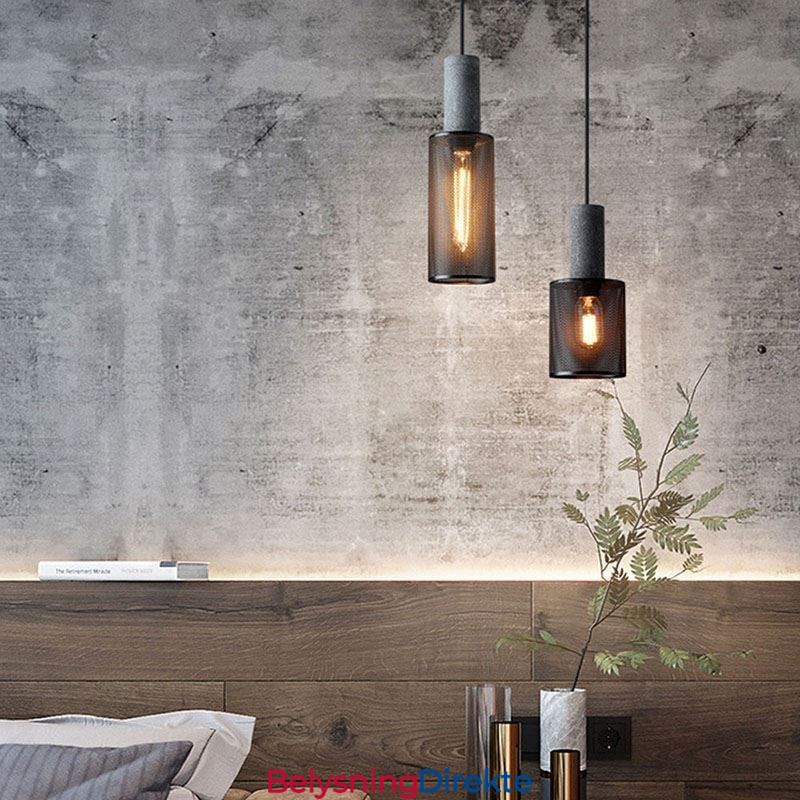 Svart Pendellampe I Sement, Landlig Retro-Taklampe