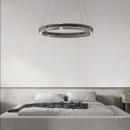 Sirkelformet Pendellampe 60 80 Cm Glasstaklampe Trinnløs Dimbar Med Fjernkontroll