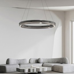 Sirkelformet Pendellampe 60 80 Cm Glasstaklampe Trinnløs Dimbar Med Fjernkontroll