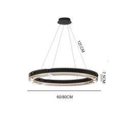 Sirkelformet Pendellampe 60 80 Cm Glasstaklampe Trinnløs Dimbar Med Fjernkontroll