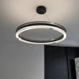 Sirkelformet Pendellampe 60 80 Cm Glasstaklampe Trinnløs Dimbar Med Fjernkontroll