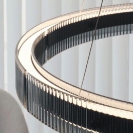 Pendellampe 60+80 Cm Dobbel Sirkelformet Glasstaklampe Trinnløs Dimbar Med Fjernkontroll