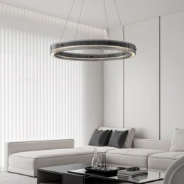 Glass Pendellampe 60 80 Cm Sirkelformet Taklampe Trinnløs Dimbar Med Fjernkontroll