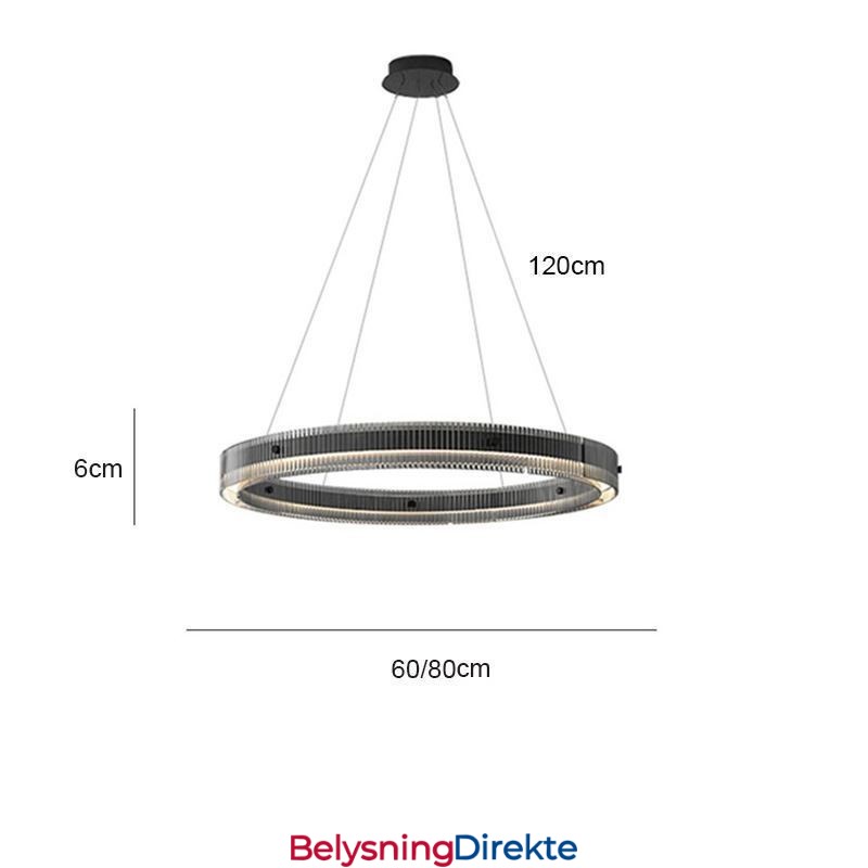Glass Pendellampe 60 80 Cm Sirkelformet Taklampe Trinnløs Dimbar Med Fjernkontroll