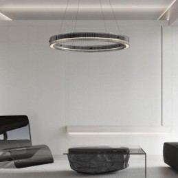 Glass Pendellampe 60 80 Cm Sirkelformet Taklampe Trinnløs Dimbar Med Fjernkontroll