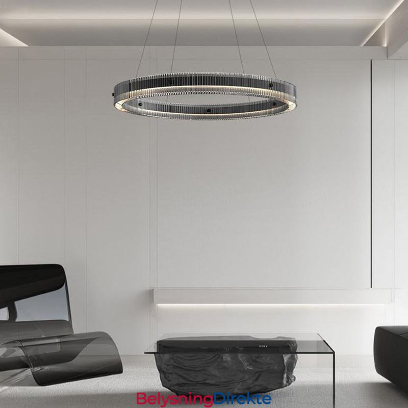 Glass Pendellampe 60 80 Cm Sirkelformet Taklampe Trinnløs Dimbar Med Fjernkontroll