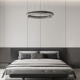 Glass Pendellampe 60 80 Cm Sirkelformet Taklampe Trinnløs Dimbar Med Fjernkontroll