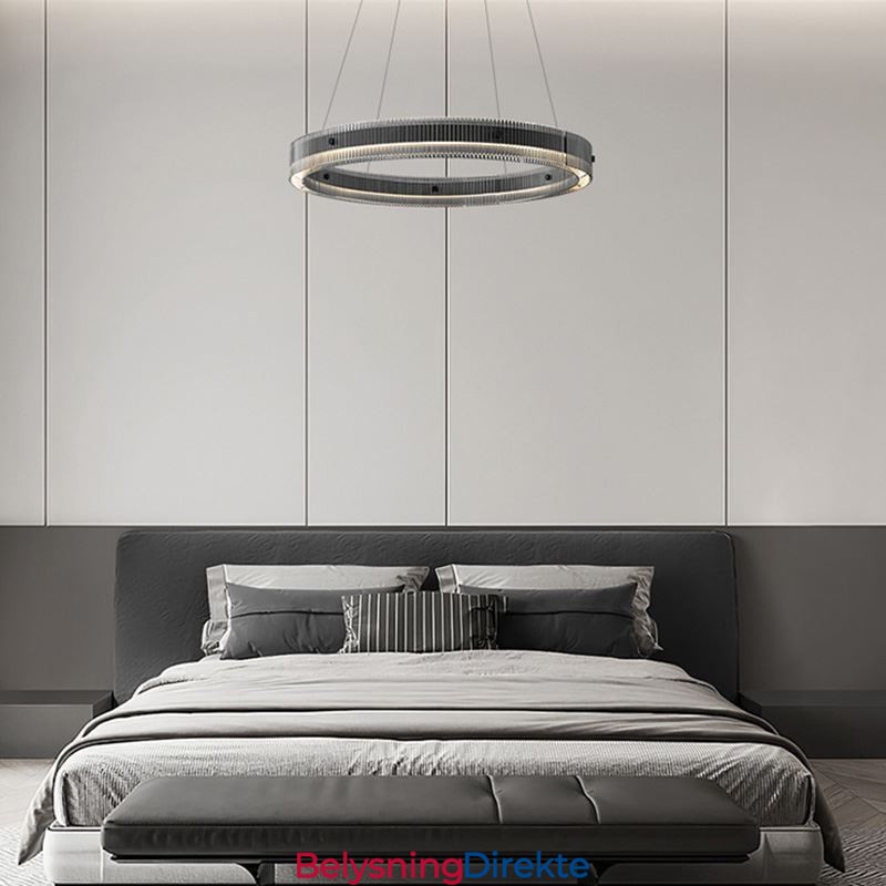 Glass Pendellampe 60 80 Cm Sirkelformet Taklampe Trinnløs Dimbar Med Fjernkontroll