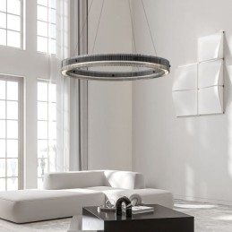 Glass Pendellampe 60 80 Cm Sirkelformet Taklampe Trinnløs Dimbar Med Fjernkontroll