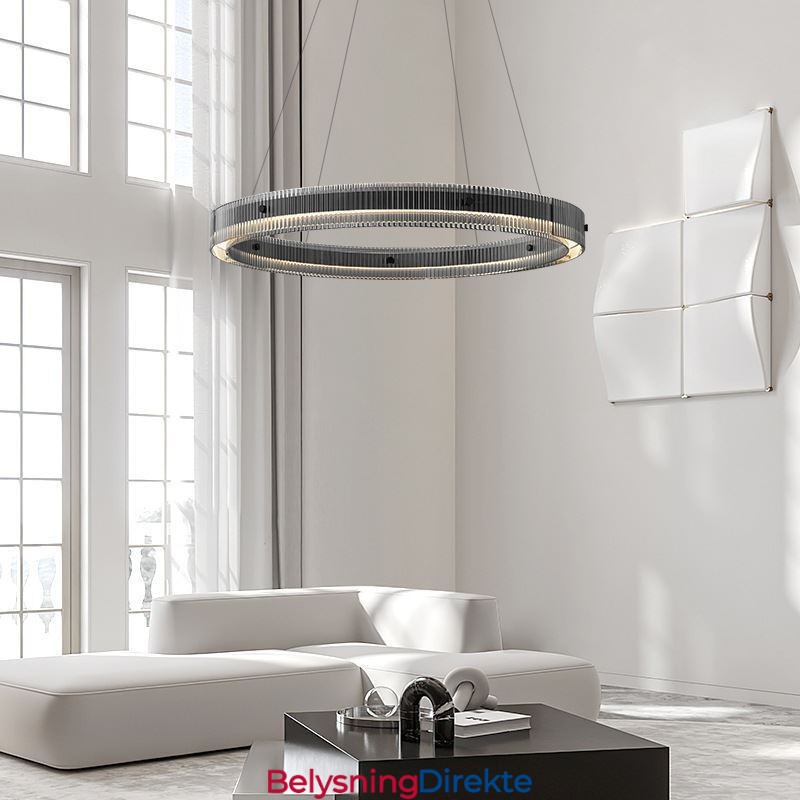 Glass Pendellampe 60 80 Cm Sirkelformet Taklampe Trinnløs Dimbar Med Fjernkontroll