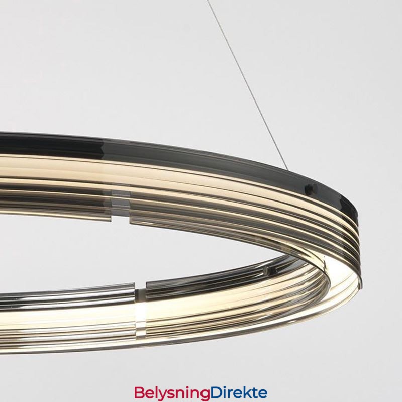 Taklampe I Glass 60+80 Cm, Sirkeldekorasjon, Dobbel, Sirkelformet Anhengslampe, Trikromatisk Dimming