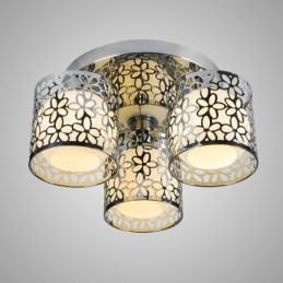 Tre-Lyss Taklampe I Glass, Innfelt Montering