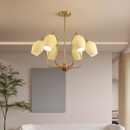 Nordisk Pendellampe Kreativ Smijern Kobber Naturlig Farget Stamen Taklampe