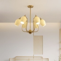 Nordisk Pendellampe Kreativ Smijern Kobber Naturlig Farget Stamen Taklampe
