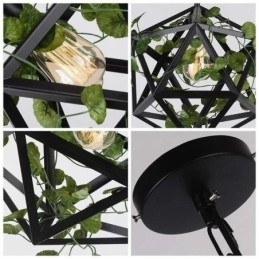 Industriell Vintage Pendellampe I Jern Med Fuglebur