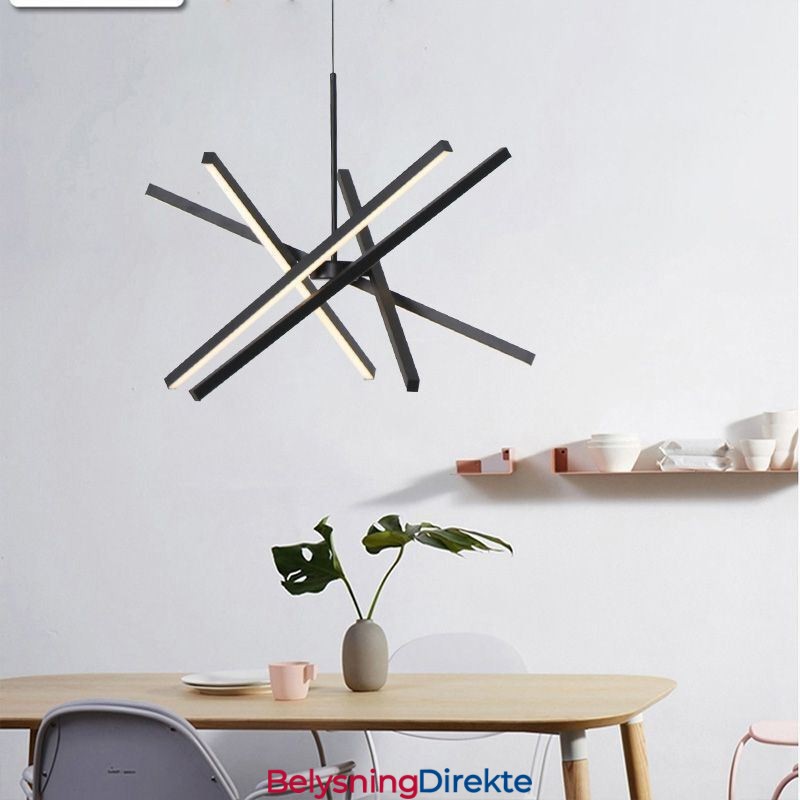 Moderne Pendellampe Dimbar Svart Stripetaklampe